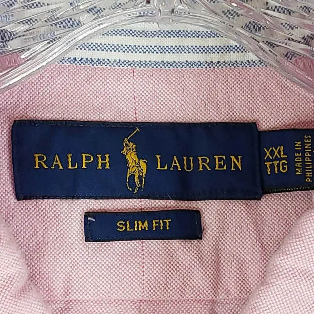 Polo Ralph Lauren Shirt Oxford Button Down Mens Size XXL SS Pink Solid